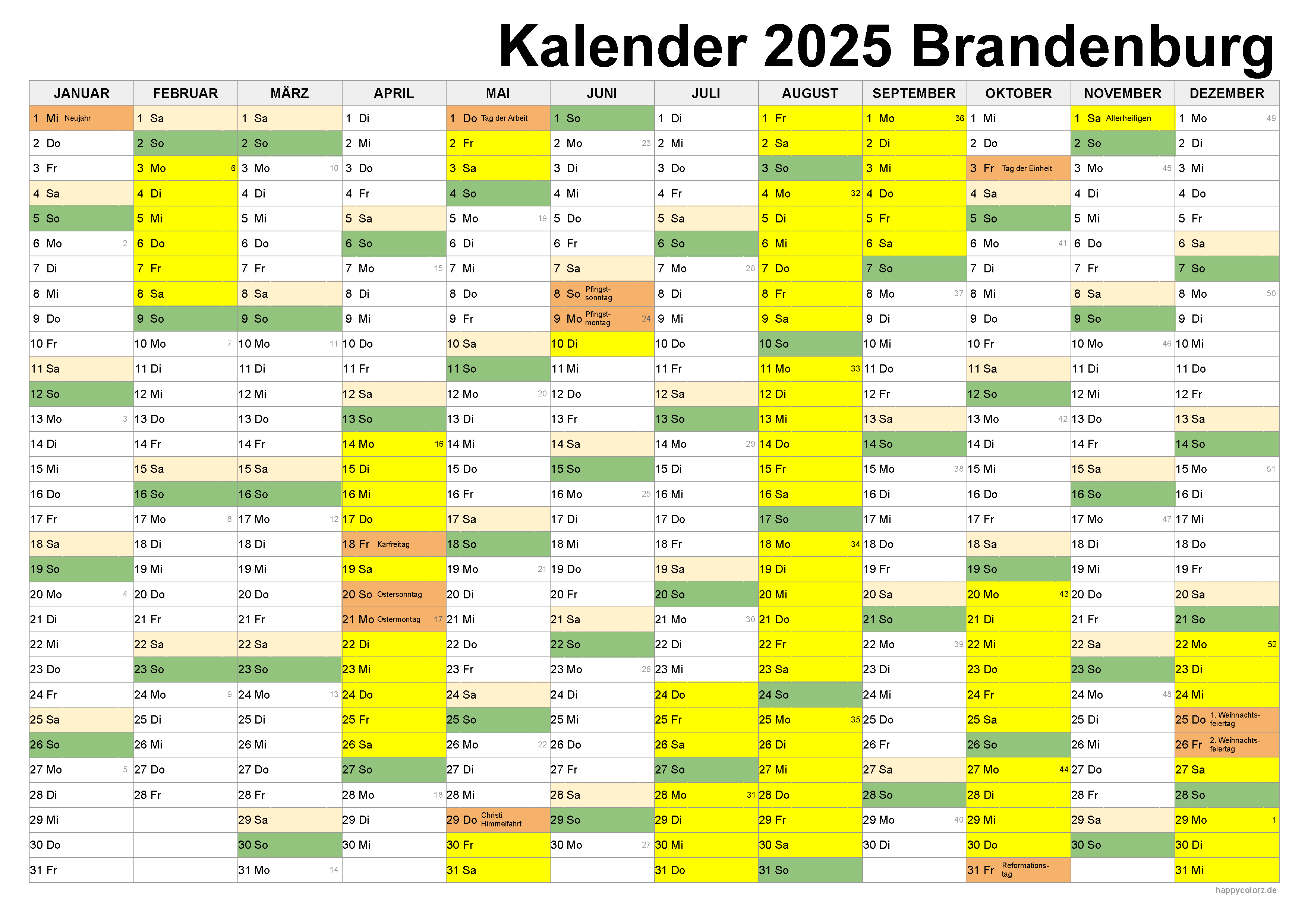 Zeitrechnung Schulferien Brandenburg 2025 - Arbeitsmoral-Kalender 2025