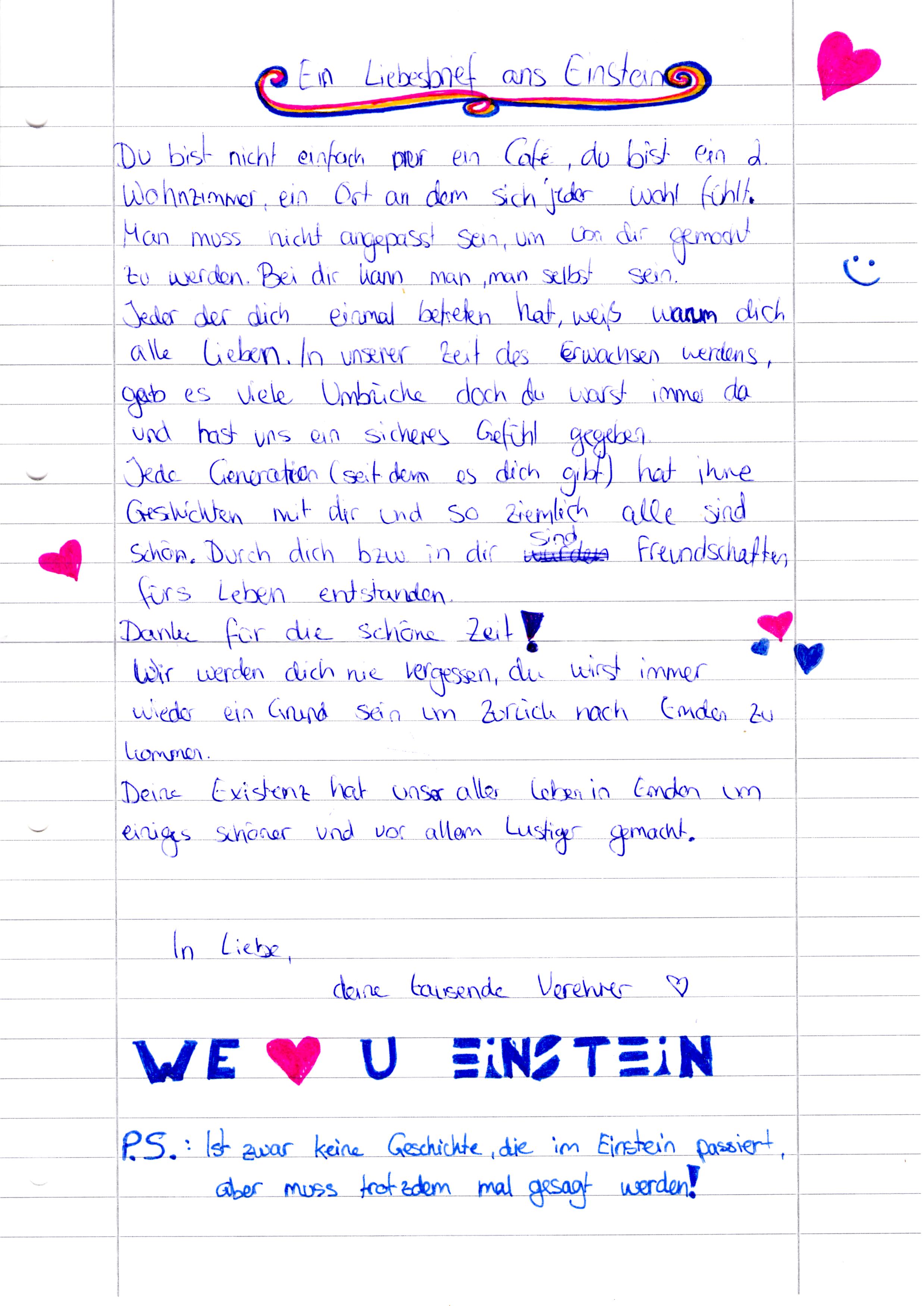 Ein Liebesbrief ans Einstein – Café EiNStEiN Emden